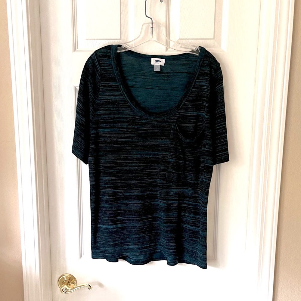 Old Navy teal Space Dye Pocket Tee